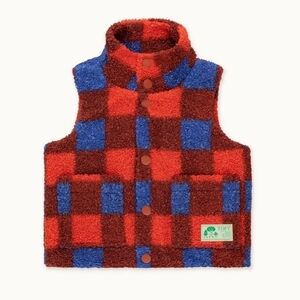 Kids Checkered Vest - Red and Blue
